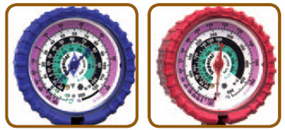 Precision Refrigerant Gauges With HI-Visibility Color-Coded Refrigerant Scales 1