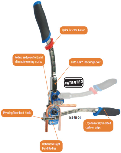 664-FH Heavy-Duty 180° Tube Bender With Roto-Lok™ Indexing Handle For Tight Radius Bends 1